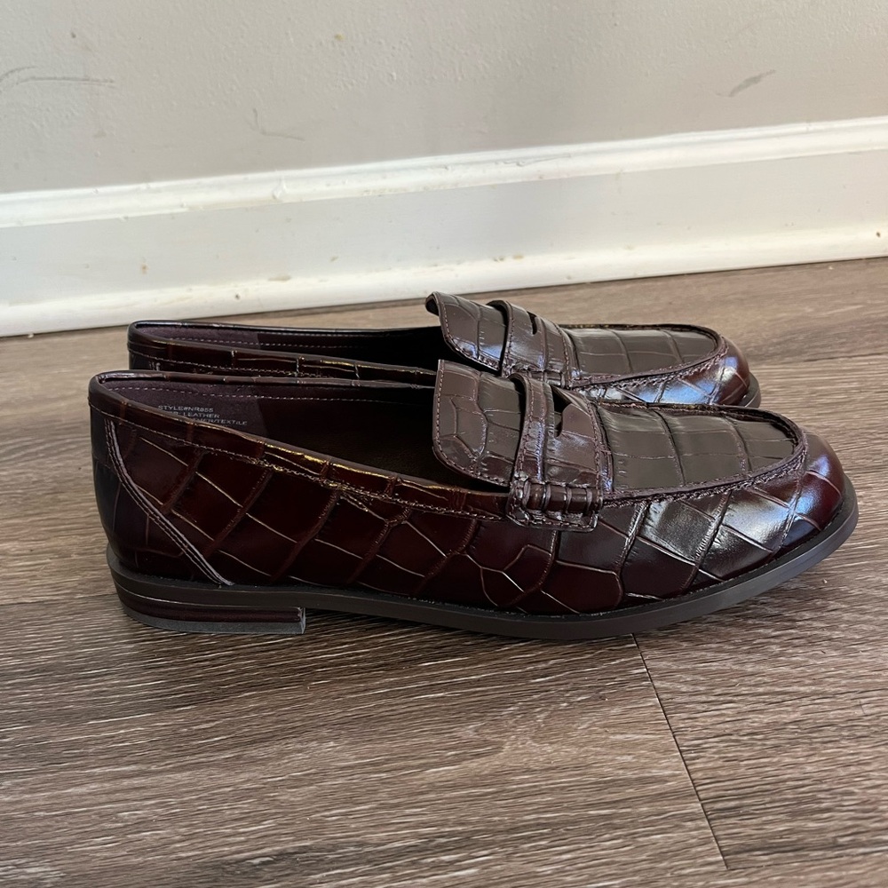 Madewell The Grayson Penny Loafer in Chocolate Raisin Crocodile NWOB size 11 - Picture 8 of 14